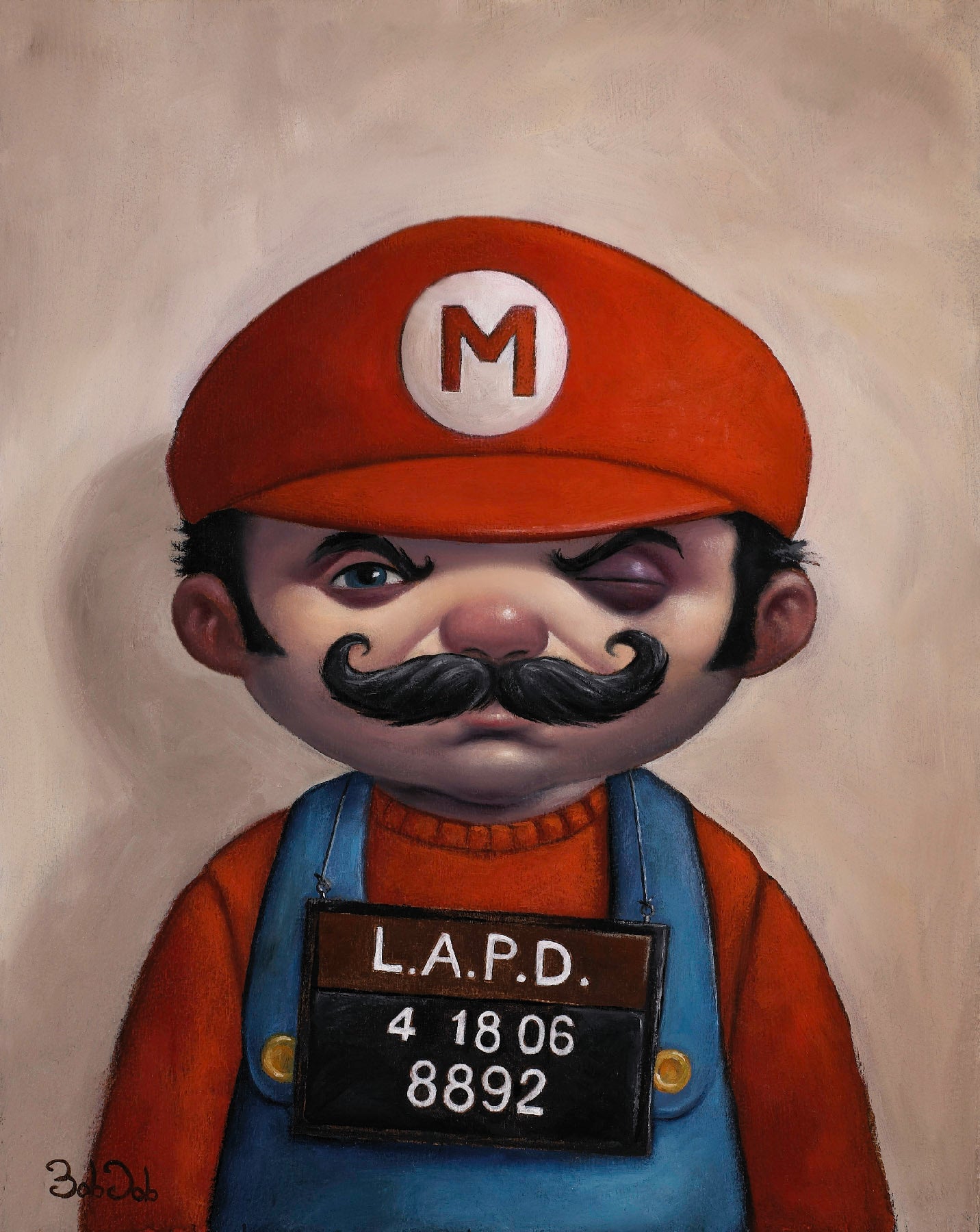 "Rough Night Out" (Mario Mug Shot) Paper Edition