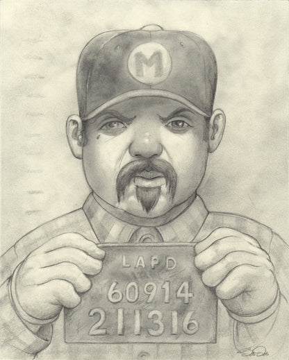 Framed Original  "Mario Trece Mug Shot" Drawing